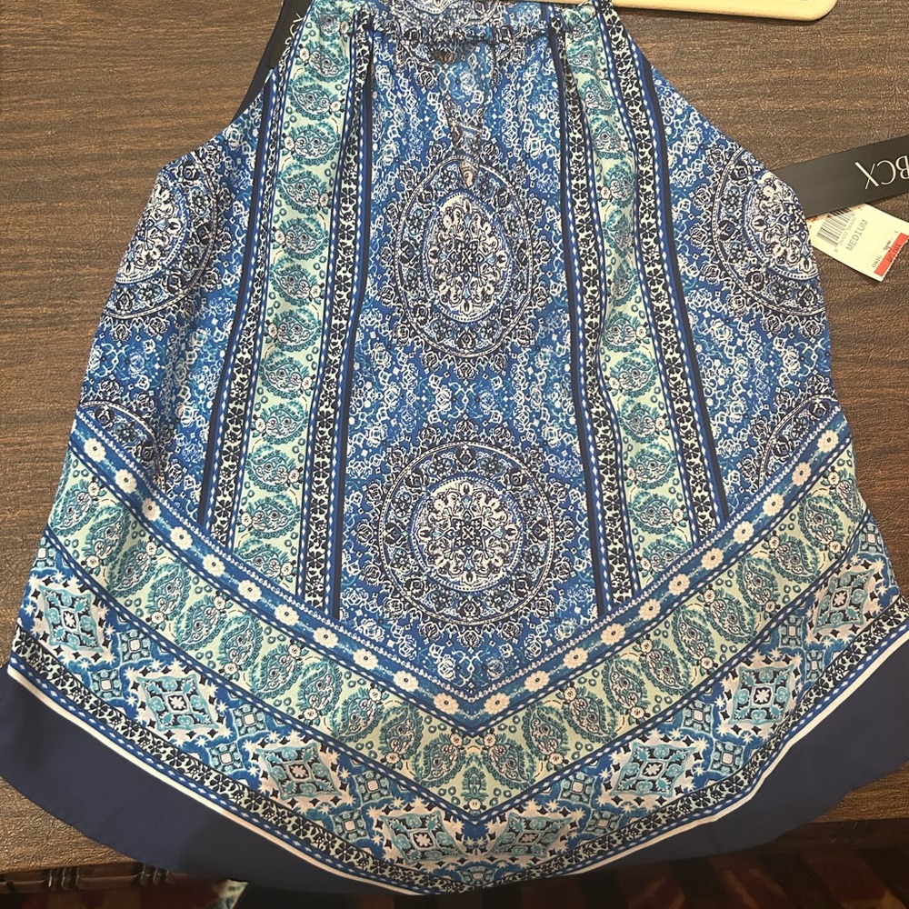 BCX Vibrant Blue Patterned Blouse